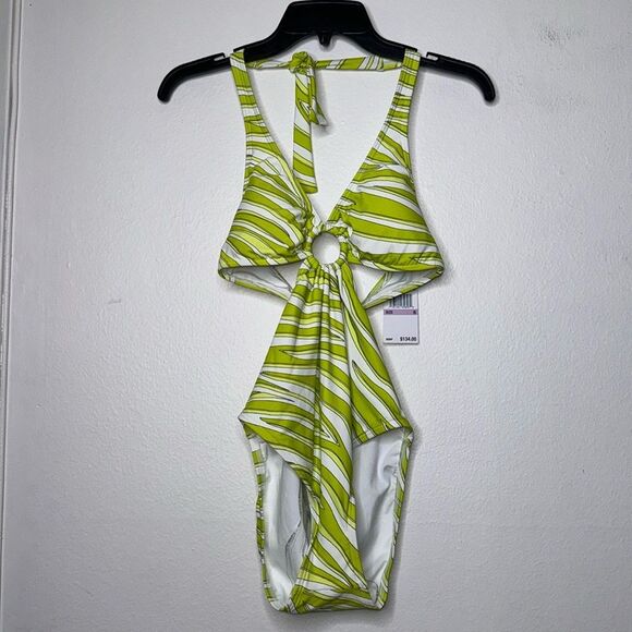 MICHAEL MICHAEL KORS Women's Printed O-Ring Cutout One-Piece Swimsuit Size 6 - Picture 4 of 11
